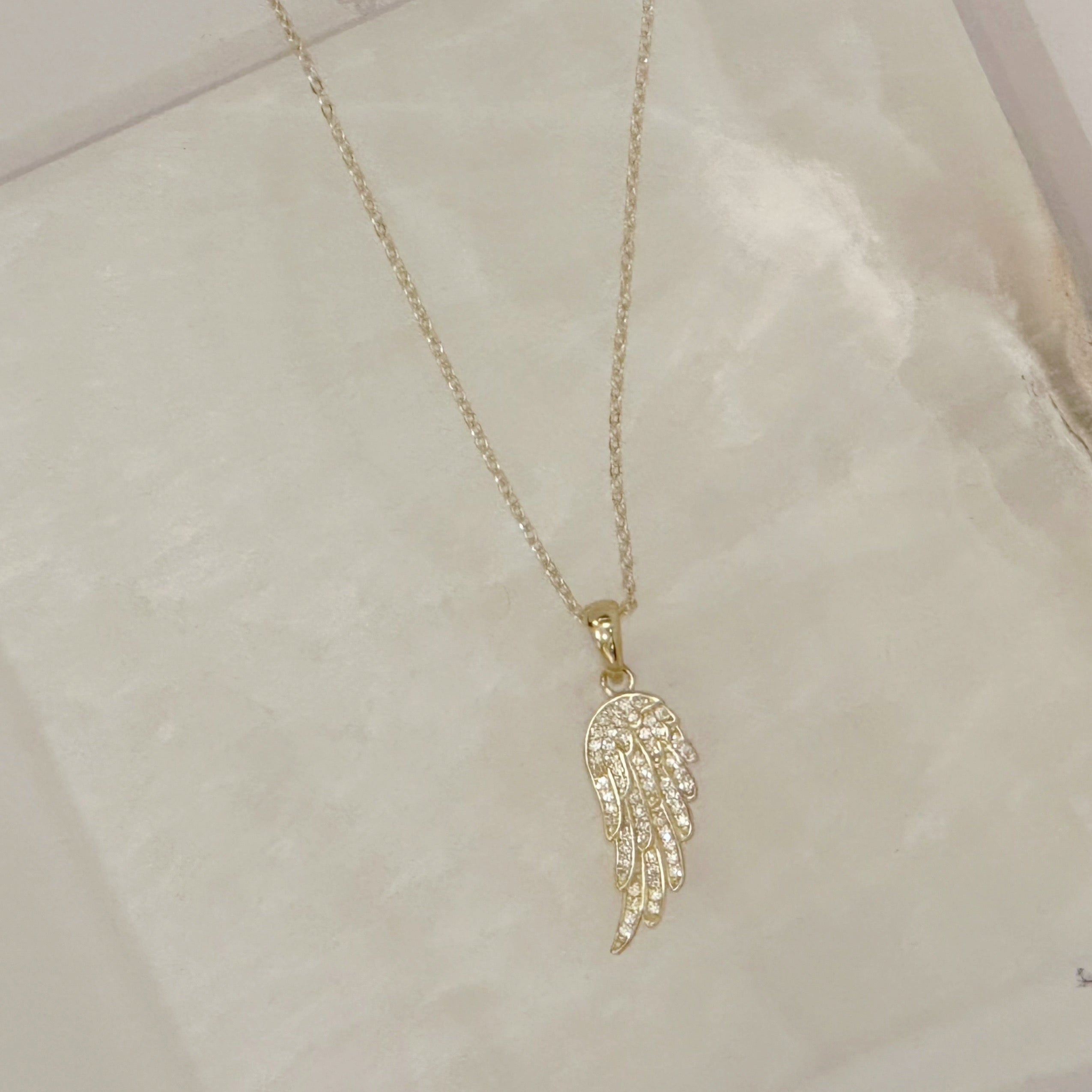 14K Gold Baby Angel Wings Necklace