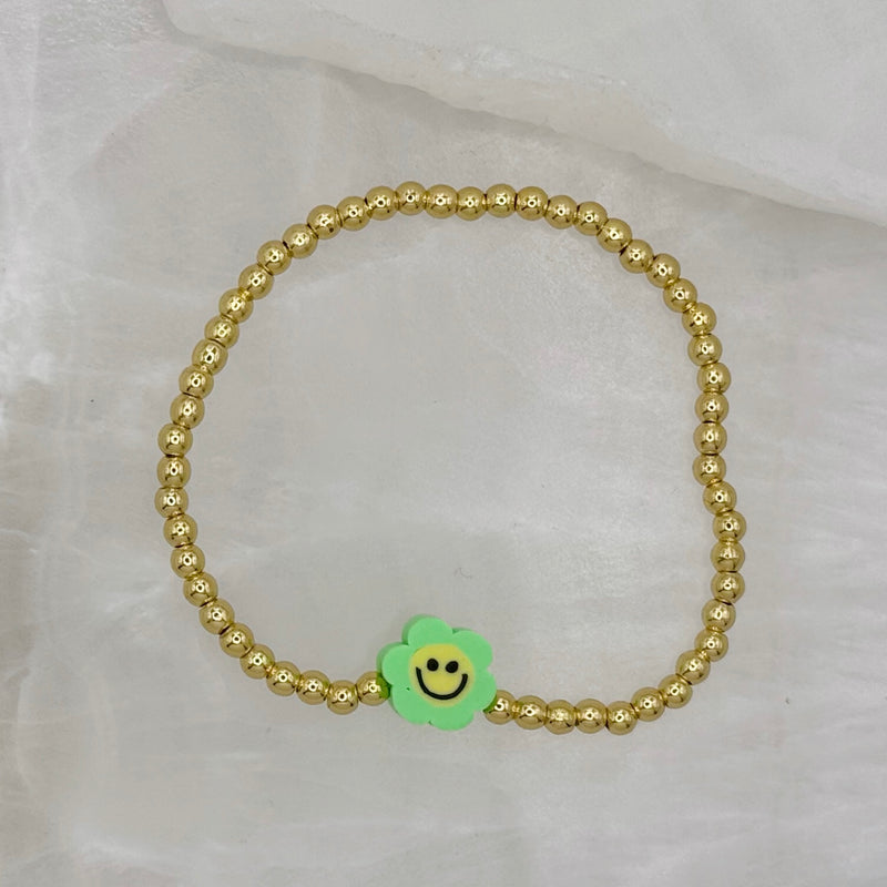 KIDS GREEN SMILEY FLOWER BEADED bracelet