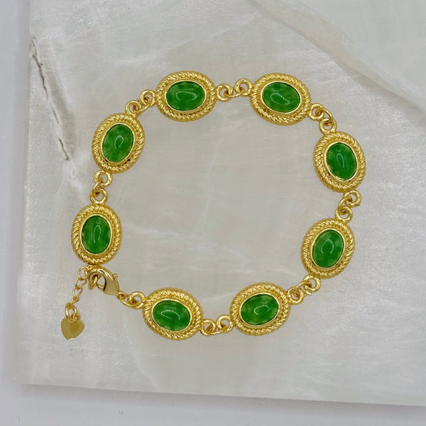 OVAL TWISTED GREEN JADE bracelet