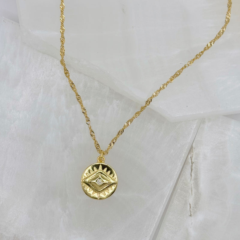 GOLDEN EYE MEDALLION MINI necklace