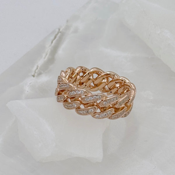 ROSE GOLD CRYSTAL CUBAN ring