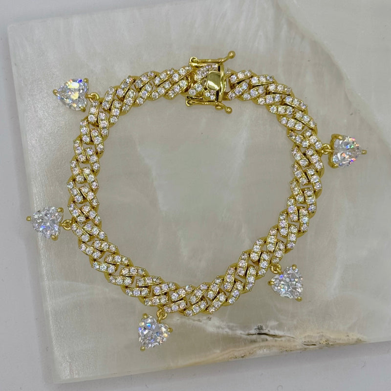 GOLD CRYSTAL CUBAN HEART bracelet