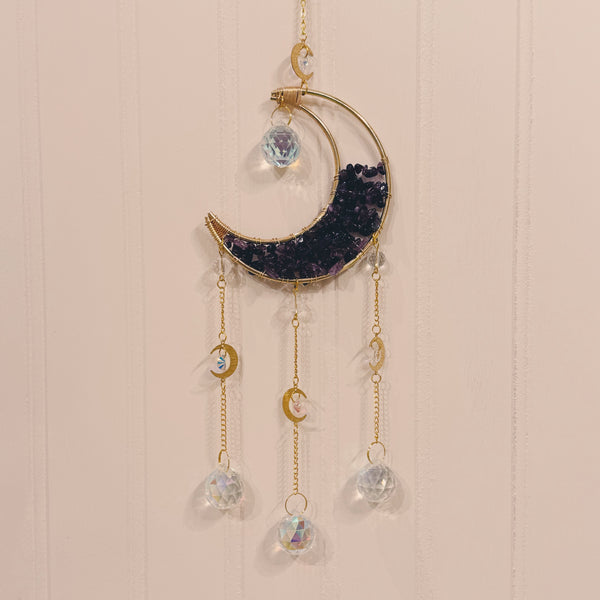 AMETHYST CRESCENT MOON sun catcher