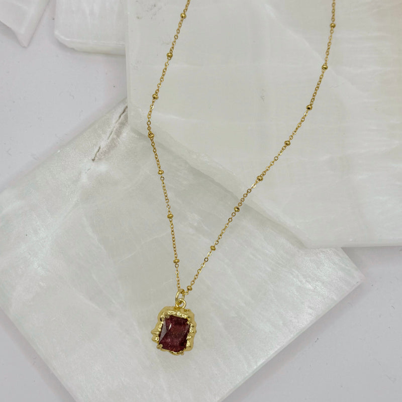 MELTED DEEP RED CRYSTAL necklace