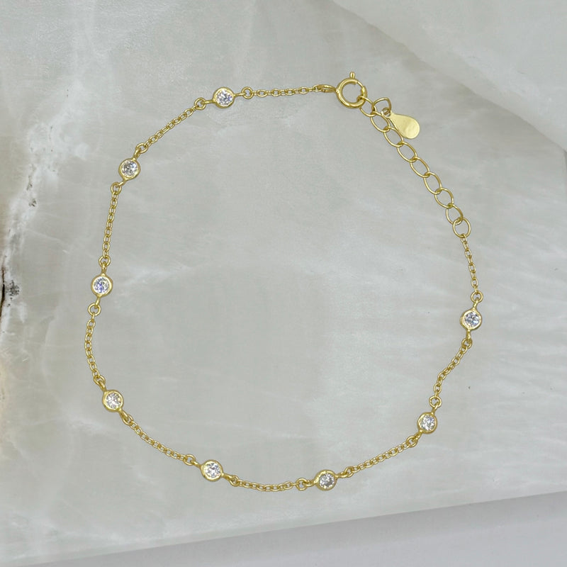 GOLD DAINTY GREEN BEZEL bracelet