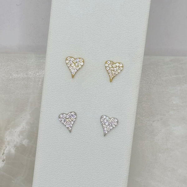 CRYSTAL PAVE HEART STUD earrings