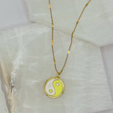 YELLOW ENAMEL YIN YANG necklace