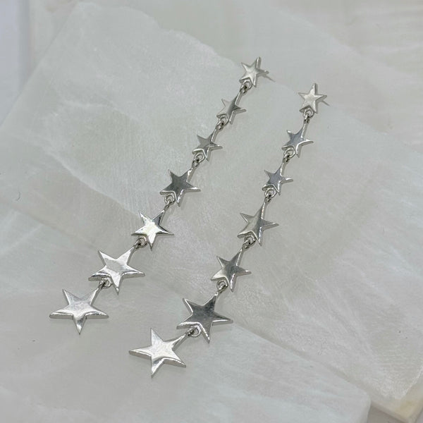 SILVER STAR DROP DANGLE earrings