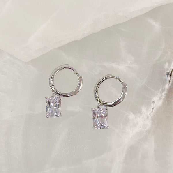 SILVER PRINCESS CUT earrings