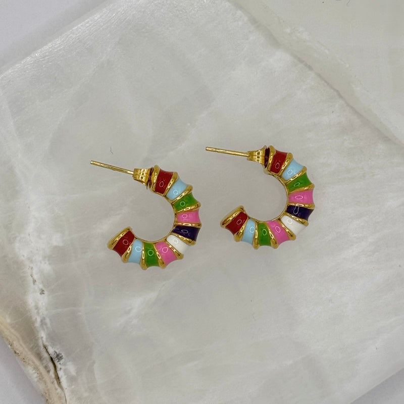 ENAMEL MULTI-COLOR HOOP earrings