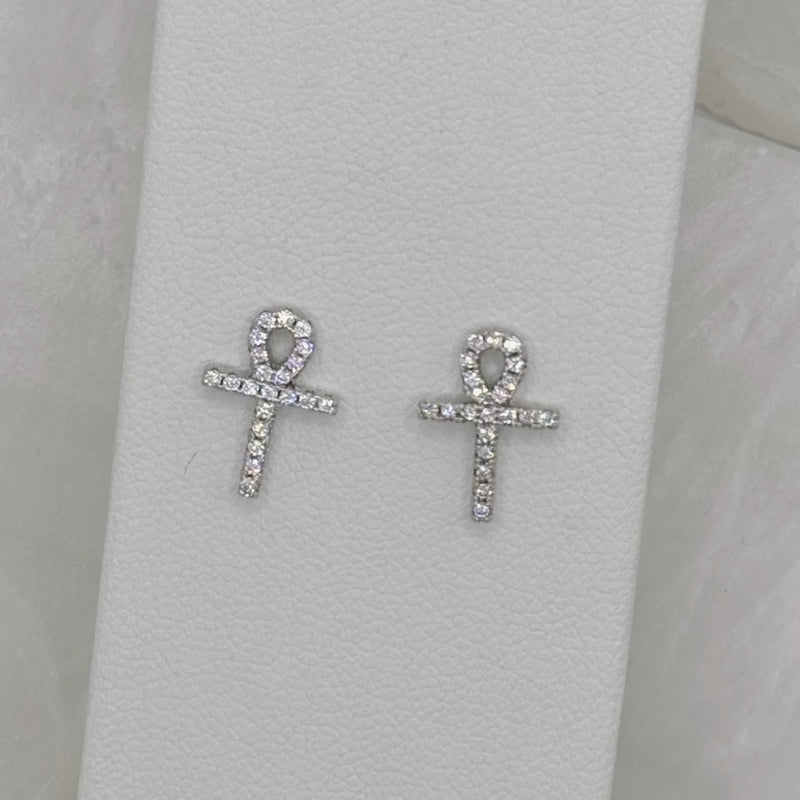 CRYSTAL ANKH STUD earrings