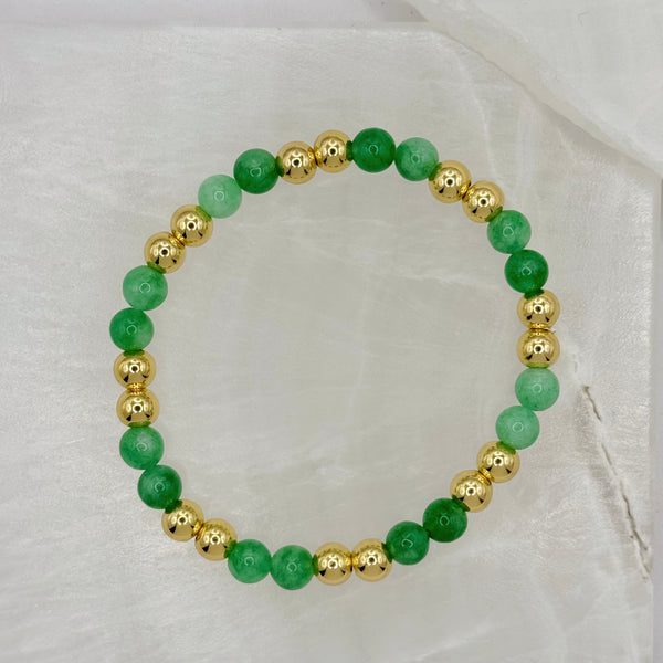 GOLDEN DOUBLE GREEN JADE BEADED bracelet