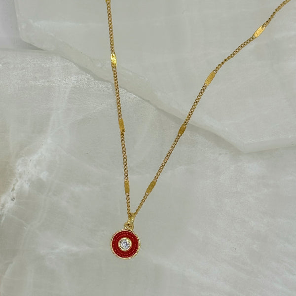 RED ENAMEL EYE SUPER MINI necklace