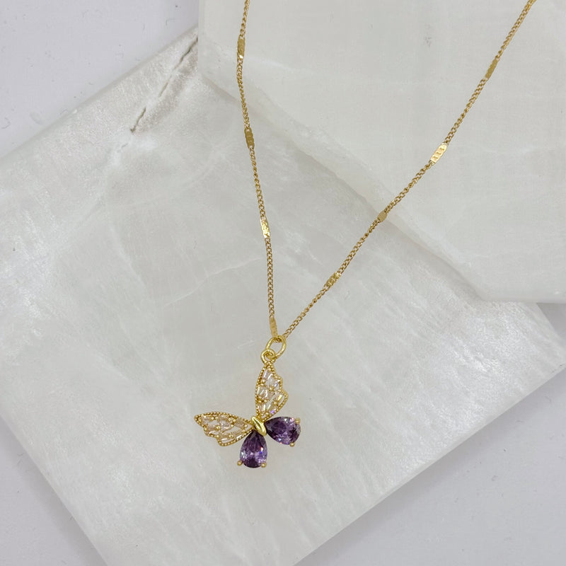 BUTTERFLY PURPLE CRYSTAL necklace