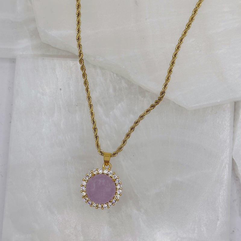 CRYSTAL ROUND LAVENDER JADE necklace