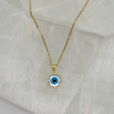 GOLD WHITE EVIL EYE CRYSTAL necklace