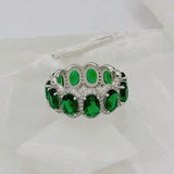 SILVER OXANA EMERALD OVAL ring