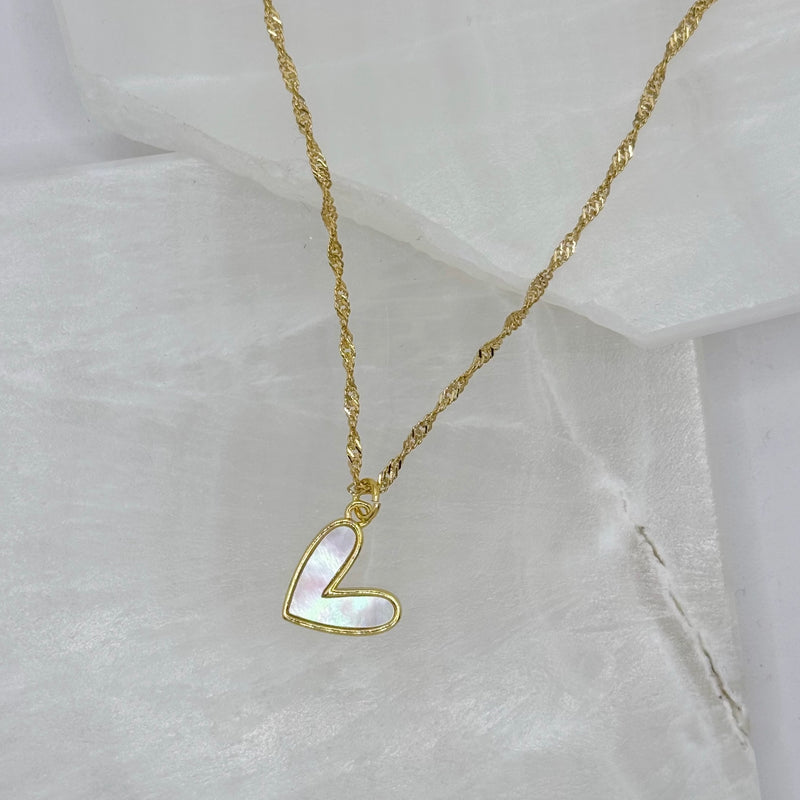 GOLD MOTHER OF PEARL HEART necklace