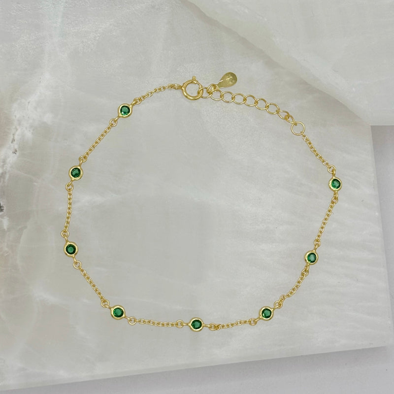 GOLD DAINTY GREEN BEZEL bracelet