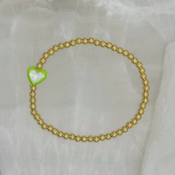 KIDS LIME GREEN GOLD BEADED bracelet