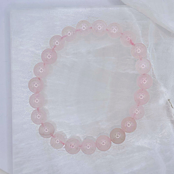 8MM ROSE QUARTZ BEADED bracelet