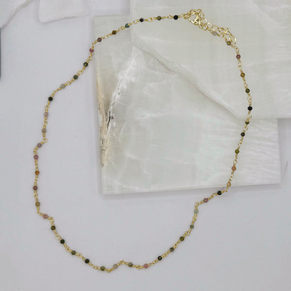 2MM DIAMOND CUT NATURAL STONES necklace