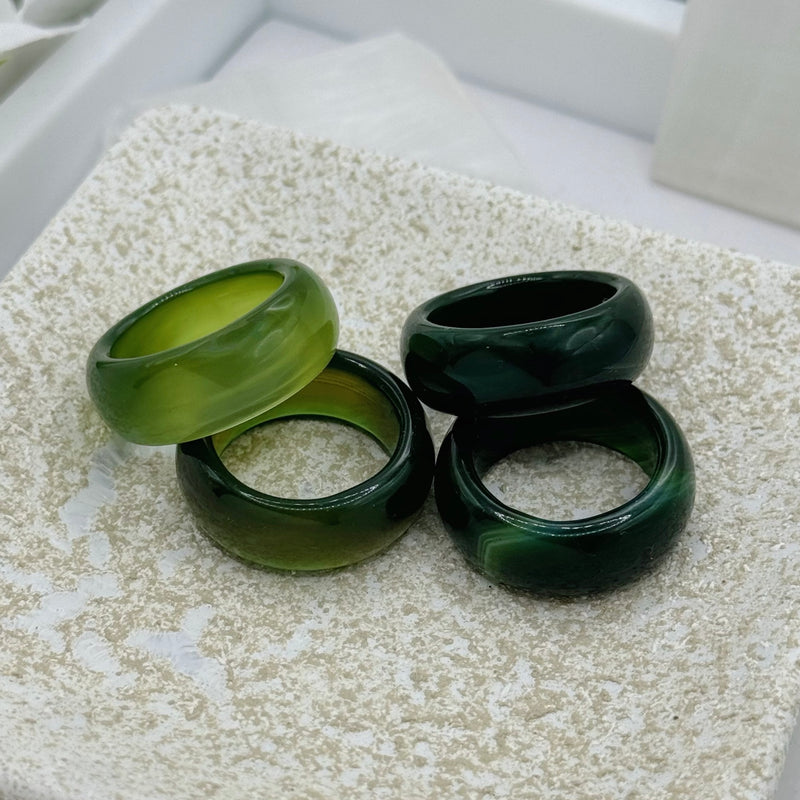 9MM GREEN AGATE ring