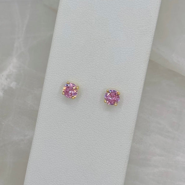 5MM ROUND PINK TOPAZ STUD earrings