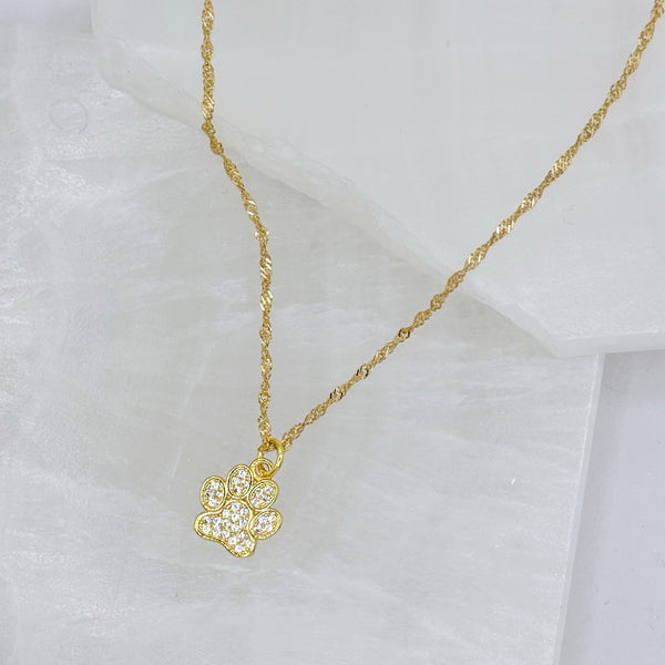 CRYSTAL PAW PRINT necklace