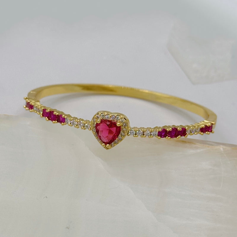 CRYSTAL PINK HEART bangle