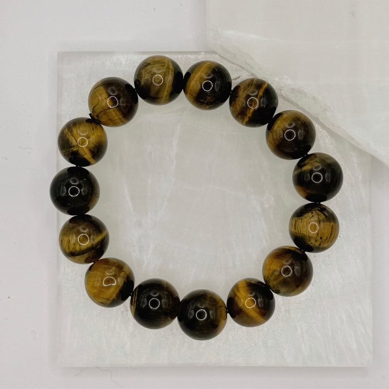 14MM TIGERS EYE BEADED bracelet