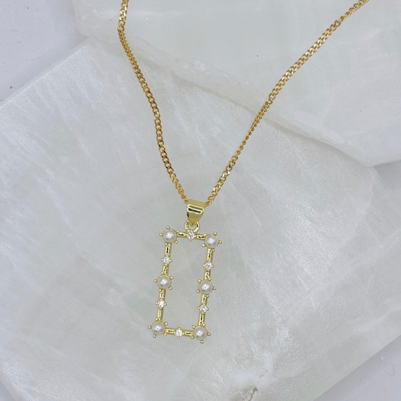 AMELIA RECTANGLE PEARL necklace