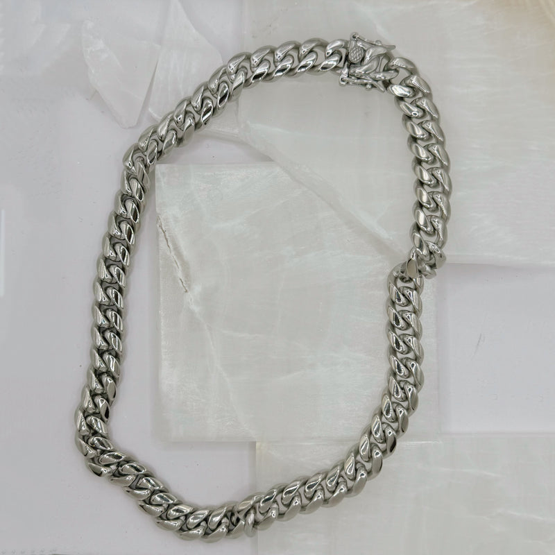 8MM SILVER CUBAN STEEL chain