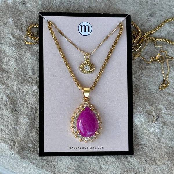 FUCHSIA TEARDROP & GOLDEN EYE SUPER MINI set