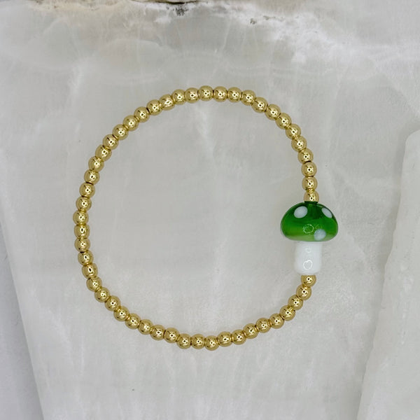 KIDS GREEN MUSHROOM BEADED bracelet