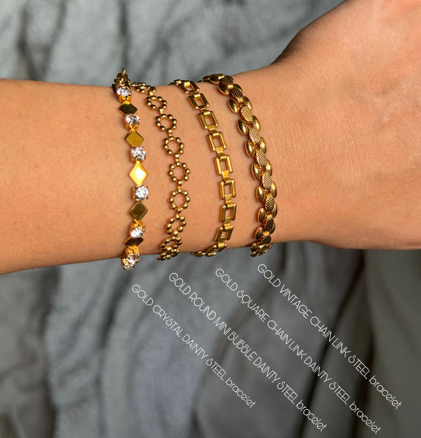 GOLD ROUND MINI BUBBLE DAINTY STEEL bracelet