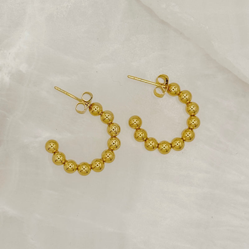 3MM GOLD BEADED HOOP earrings