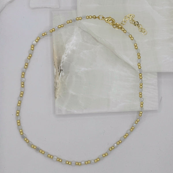 DIAMOND CUT WHITE QUARTZ BEADED necklace