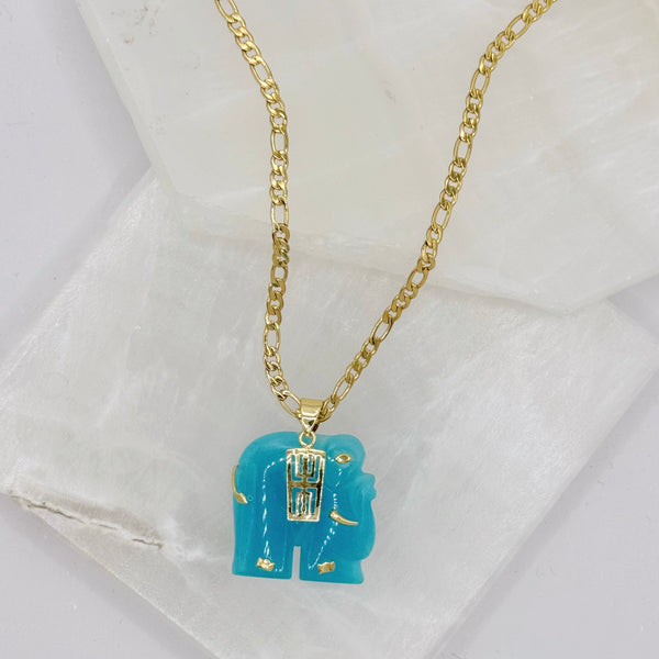 ELEPHANT LIGHT BLUE JADE necklace