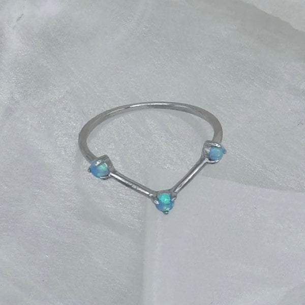 THREE STONE BLUE OPAL ring