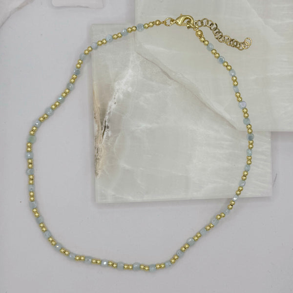 DIAMOND CUT BLUE AGATE BEADED necklace