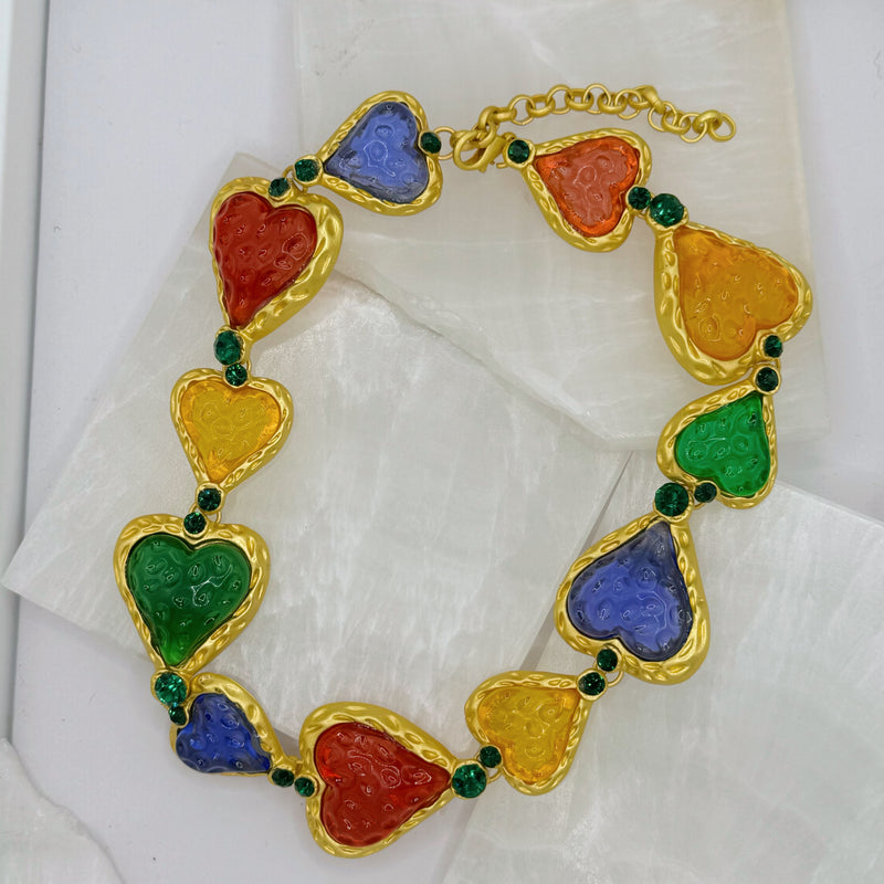 GOLD CHUNKY HEART BERRY necklace