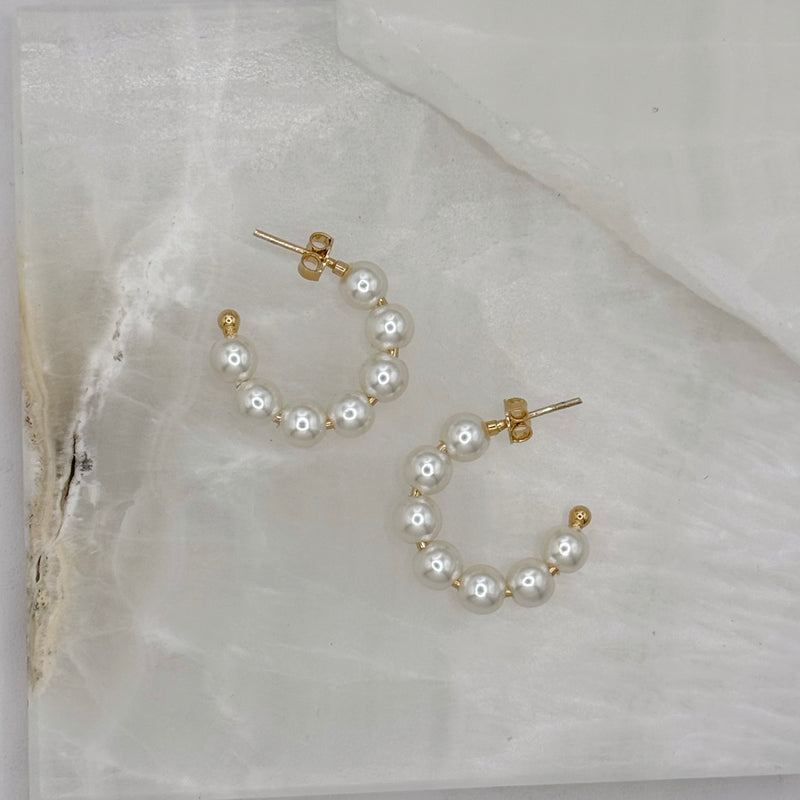 4MM SMALL PEARL BEADED HOOP earrings