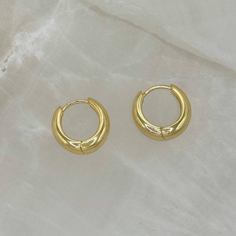 16MM GOLD STEEL TAPERED HOOP earrings