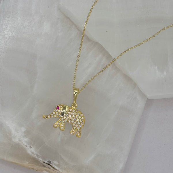 CRYSTAL PINK SAPPHIRE ELEPHANT necklace