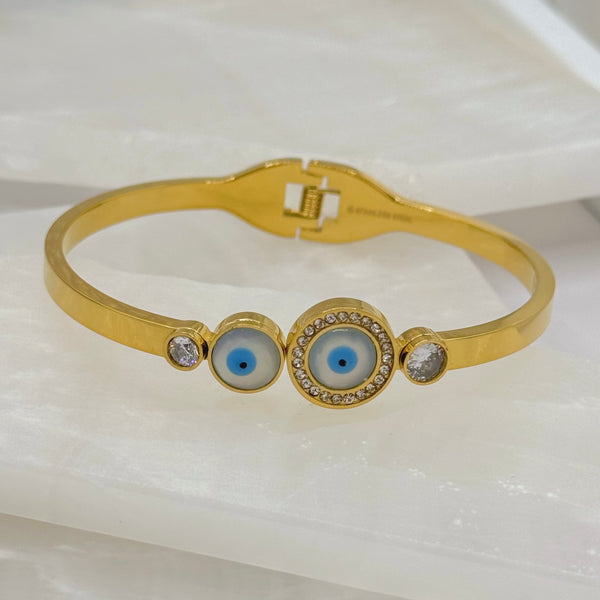 GOLD DOUBLE EVIL EYE bangle