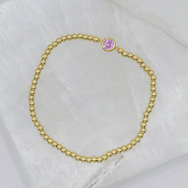 BEZEL PINK CRYSTAL STUD BEADED bracelet