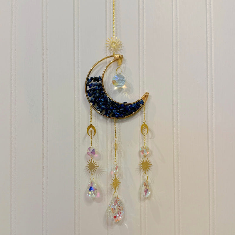 LAPIS LAZULI CRESCENT MOON sun catcher