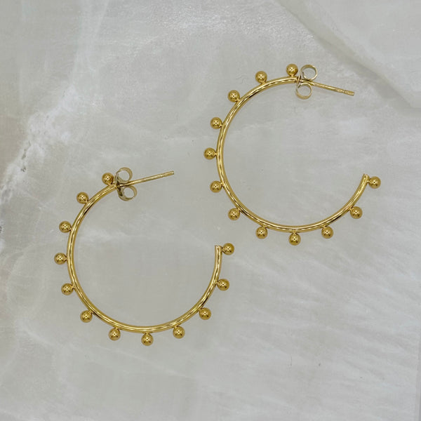 GOLD BEADED HOOP earrings