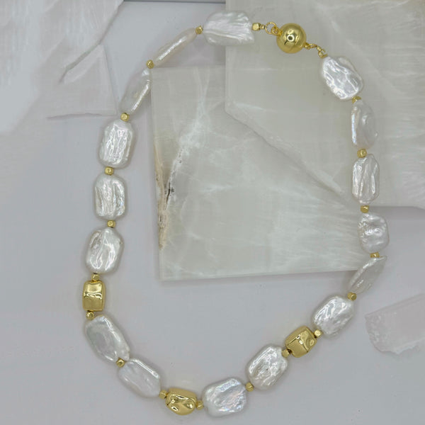 CHUNKY GOLD FRESHWATER PEARL necklace